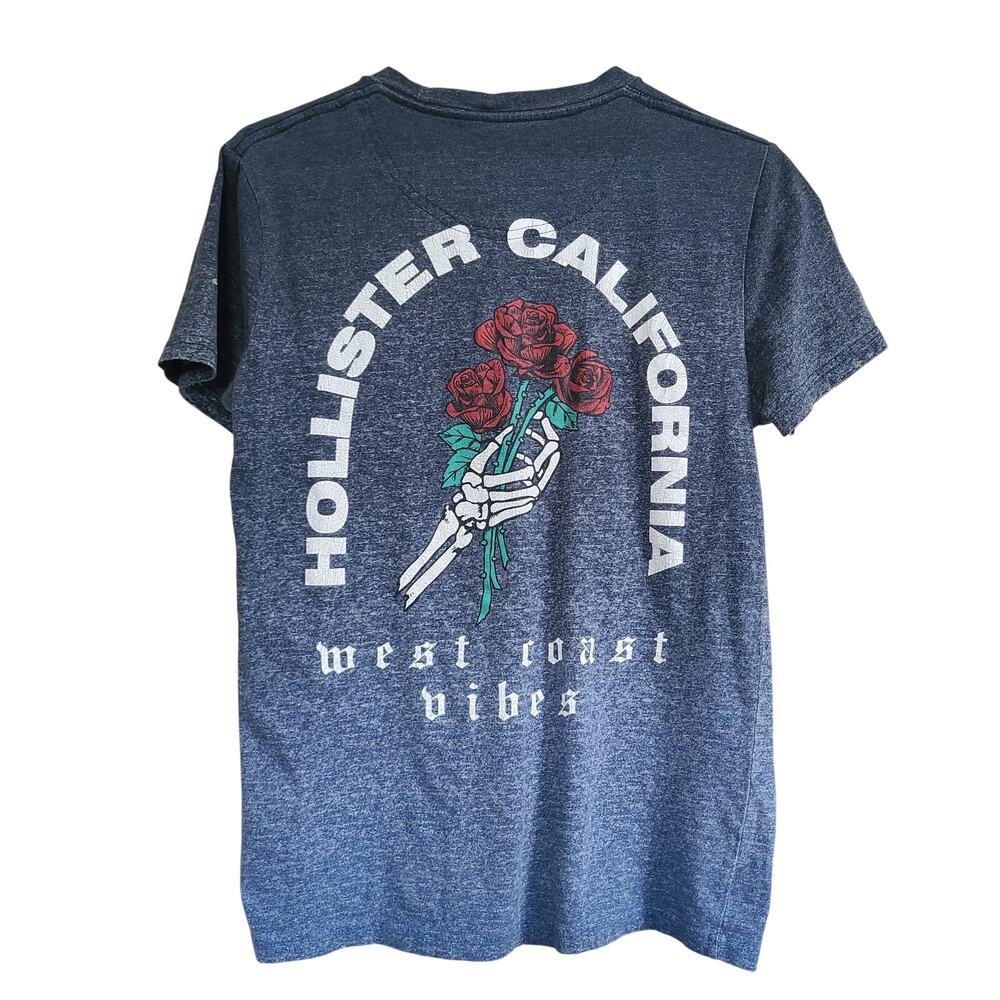 Hollister West Coast Vibes Shirt Mens XS Skeleton Roses Floral Cotton Grunge Y2K